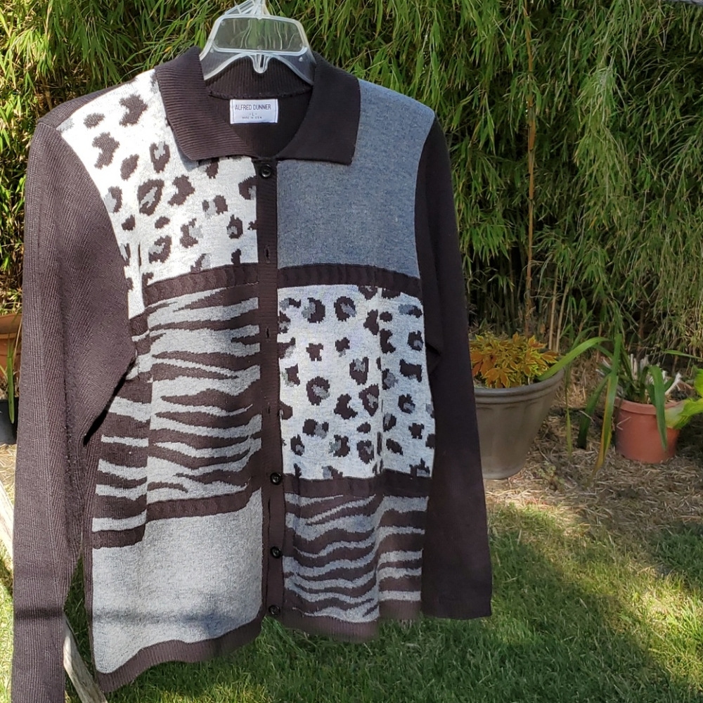 Animal print button down cardigan